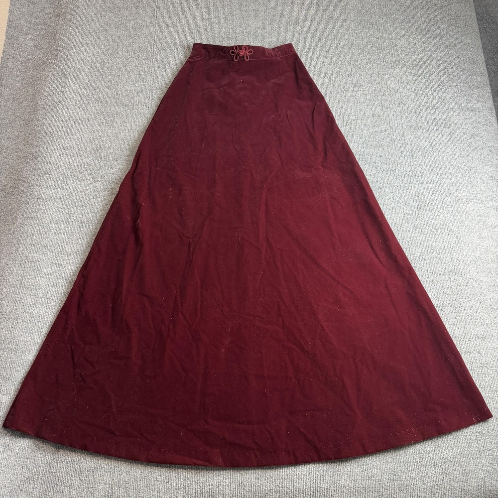 Vintage Sears Jr Bazaar Skirt Womens‎ 7 Red Velvet A-Line Long Lined High Waist